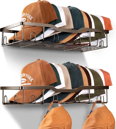 Vista 12 de KEETDY Percheros de metal para gorras de béisbol, organizador de sombreros de pared para 24 gorras, 2 paquetes de organizador resistente de Negro