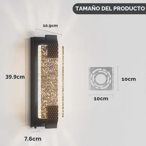 Vista 6 de camuucci Luz para exteriores del anochecer al amanecer, luces LED de porche de 15.7 pulgadas para exteriores, impermeable, moderno, soporte de pared