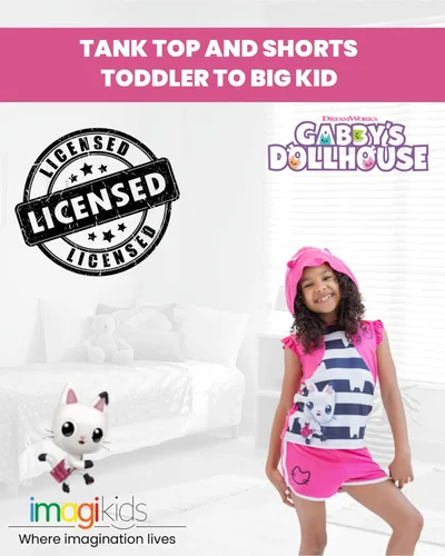 Vista 2 de Dreamworks Gabby's Dollhouse Kitty Fairy Pandy Paws - Camiseta sin mangas y pantalones cortos para niñas pequeñas y grandes