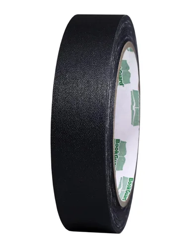 Vista 4 de BookGuard Kit de cinta de 1 pulgada, cinta de tela negra y cinta de polietileno transparente, 2 rollos, 45 pies/rollo Product Identification