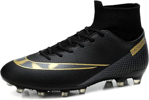 Vista 2 de MFSH Unisex-Cleats Soccer Shoes for Big Boy Fgag High-top Spikes Football Shoes for Younth Professional Training Turf Indoor Ankle Boots Athletic