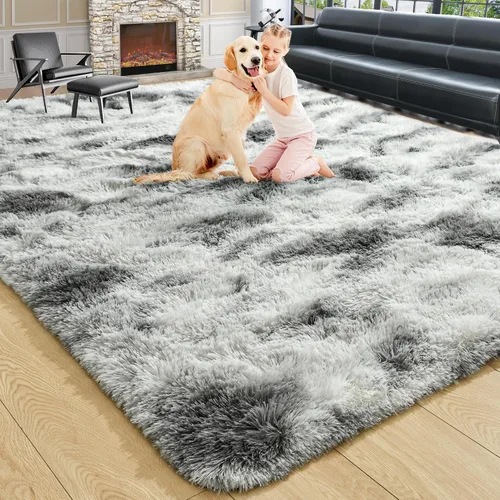 Vista 40 de Noahas Alfombras de Área Grandes y Esponjosas de 5x8 pies para Sala de Estar y Dormitorio, Alfombra Gruesa de Pelo Largo Beige y Blanca, Alfombra