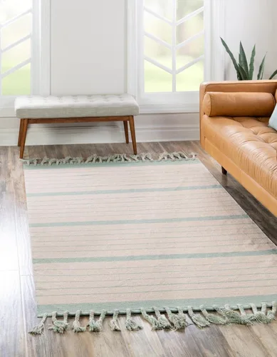Vista 13 de Unique Loom Chindi Cotton Collection - Alfombra de área - Sophie (2 pies 2 pulgadas x 6 pies 1 pulgada, color aguamarina y blanco)