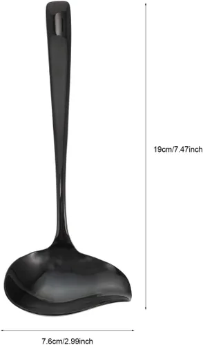 Vista 2 de OSALADI Cuchara de sopa Duckbill de acero inoxidable con mango largo resistente a derrames, diseño para salsas y postres de 7.48 pulgadas, utensilio