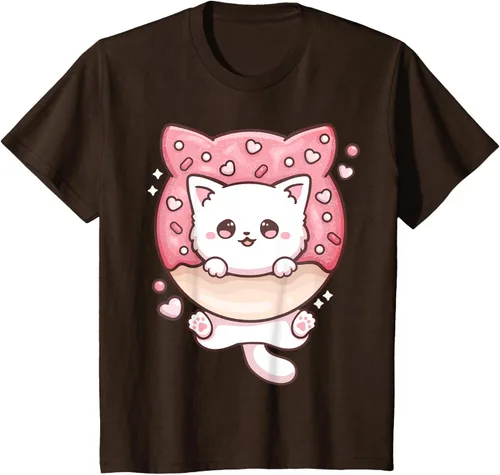 Vista 34 de Camiseta Kawaii Cat Donut Anime Lover Otaku, Negro
