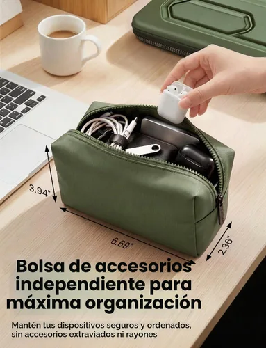 Vista 5 de DOMISO Funda rígida para laptop de 17 a 17.3 pulgadas, impermeable, a prueba de golpes, funda rígida para laptop con asa y bolsillo