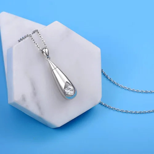 Vista 2 de Joyería de cremación, collar de urna de piedra natal de 12 meses para cenizas, plata de ley 925, lágrima, circonita, cenizas conmemorativas, regalo