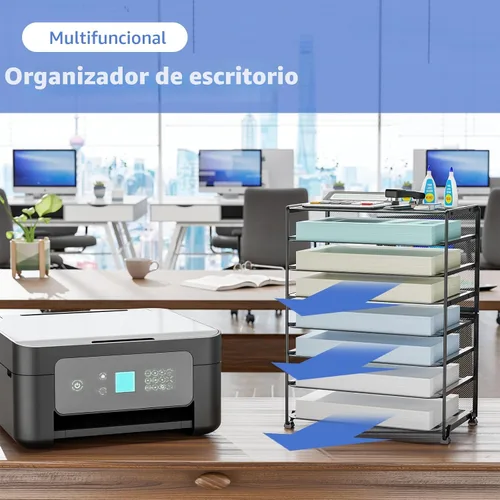 Vista 5 de Simple Trending – Organizadores de archivos de escritorio de 8 niveles, juego de 2, de malla metálica para oficina o escuela, color negro