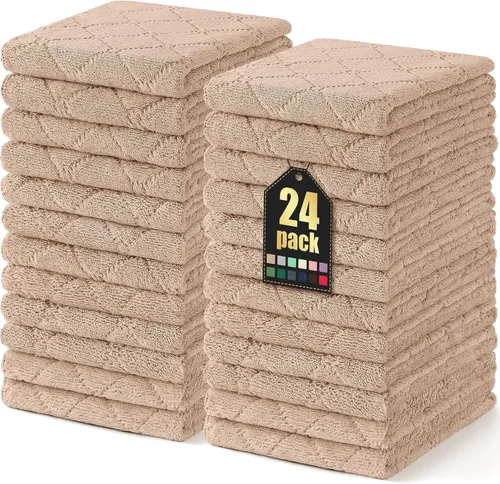 Vista 36 de Homaxy - Paquete de 12 trapos de cocina (13 x 19 pulgadas, marrón), de terciopelo coral supersuaves y absorbentes para lavar platos, paño