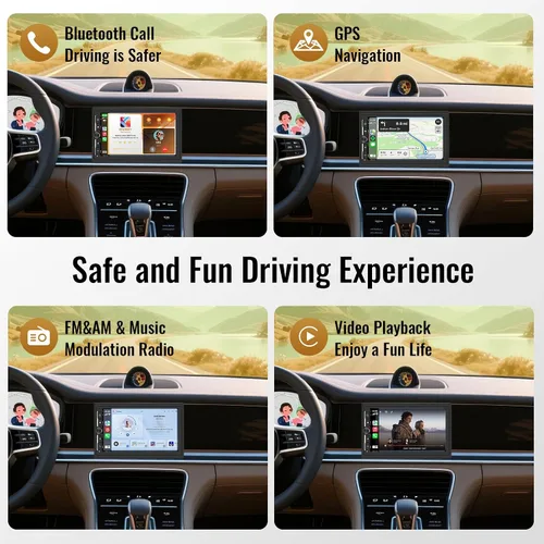 Vista 5 de Haudio - Radio de doble DIN para automóvil con CarPlay inalámbrico y Android Auto, pantalla táctil de 7 pulgadas, estéreo para automóvil, navegación