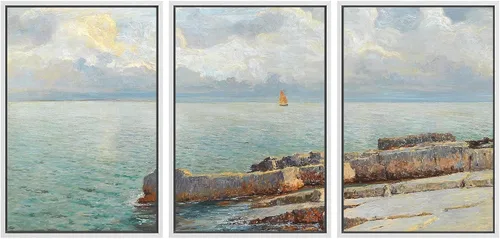 Vista 53 de SIGNWIN Lienzo enmarcado para pared, juego de arte dramático de cielo tormentoso, ilustraciones de paisaje nuboso Moody, arte moderno decorativo