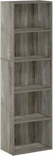 Vista 3 de Furinno Pasir - Estantería abierta de 4 niveles (gris roble francés) Luder (roble francés)