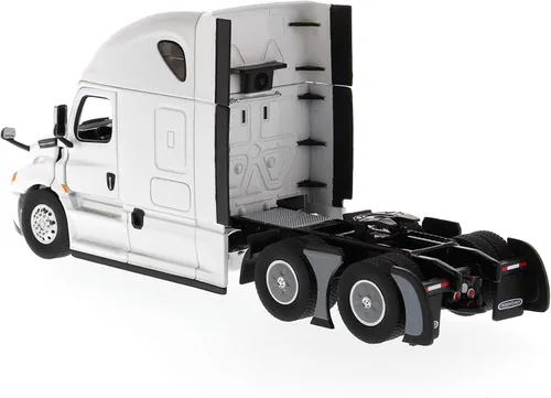 Vista 3 de Diecast Masters Freightliner Cascadia SBFA Tándem a escala 1:50 con durmiente de 72" Serie de transporte Modelo blanco perla 71027
