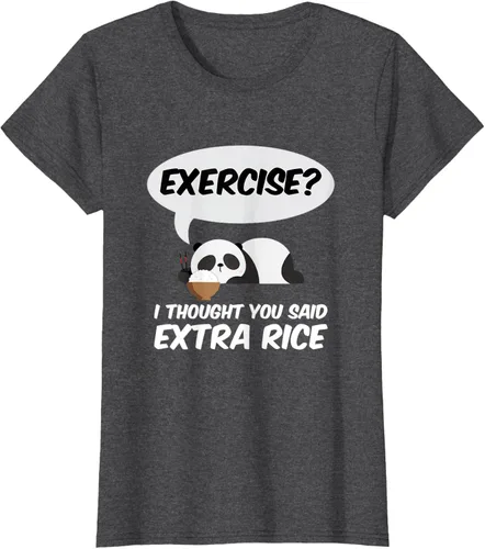 Vista 4 de ¿Ejercicio? I Thought You Said Extra Rice Panda Gift T-Shirt, Negro, S