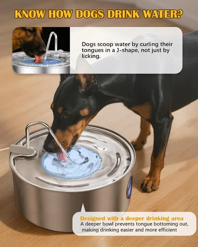 Vista 6 de Dog Water Fountain for Large Dogs- 270oz/8L Stainless Steel Dog Water Bowl Dispenser Automatic Pet Water Fountain with Ultra-Quiet Pump/Quadruple