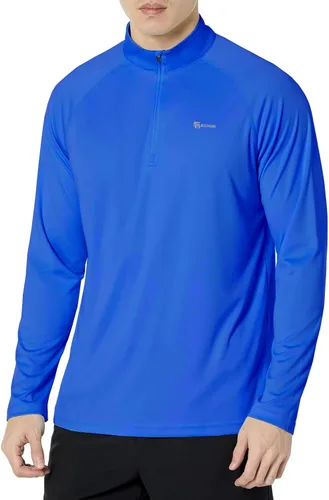 Vista 19 de Men's UPF 50+ Rash Guard 1/4 Zip Stand Collar Swim Shirt Long Sleeve Berry Conservar