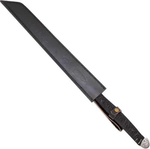 Vista 5 de Acero de Damasco real forjado hecho a mano - Espada vikinga templada de hoja fija - Espadas Gladius Full Tang