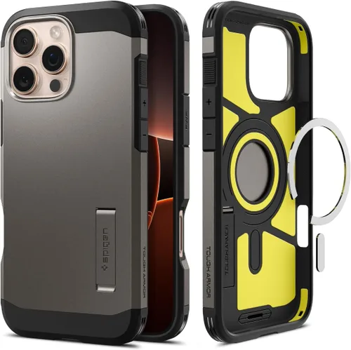 Vista 21 de Spigen Tough Armor MagFit Funda Diseñada para iPhone 15 (2023) [Soporte] [Protección de Grado Militar] Compatible con MagSafe - Negro