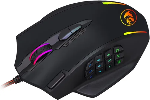 Vista 8 de Redragon M908 12400 DPI Impact MMO Mouse para juegos con 18 botones programables, cartucho de ajuste de peso, 12 botones laterales