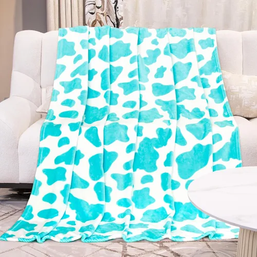 Vista 30 de Manta de vaca para niños de 40 x 50 pulgadas, ropa de cama de forro polar ultrasuave para niños y niñas, manta ligera para cochecito de bebé, bonita
