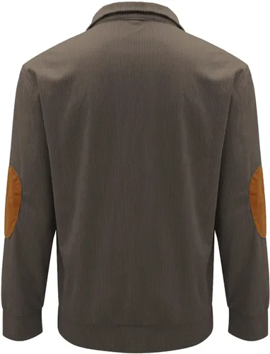 Vista 3 de Camisas de pana para hombre, estilo casual, cuello de solapa, con botones, cuello falso, manga larga, sudaderas tipo polo casuales, tallas grandes