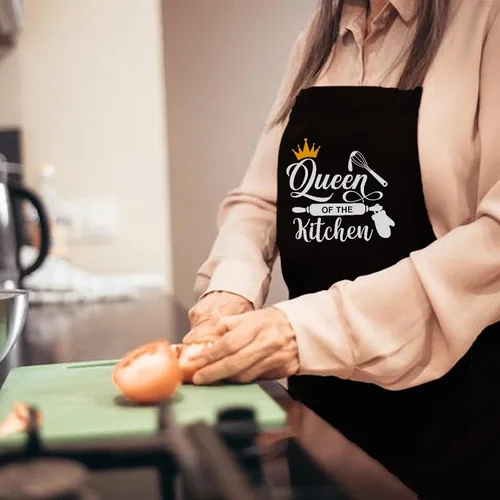 Vista 3 de Divertidos delantales de cocina para mujeres, delantal de la reina de la cocina para hornear a la parrilla, regalos para mamá, esposa, hermana, chef