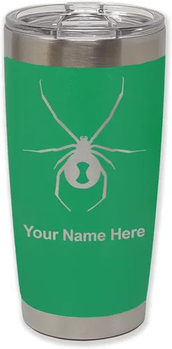 Vista 7 de LaserGram Vaso aislado al vacío de 20 onzas, araña viuda negra, grabado personalizado incluido (negro)
