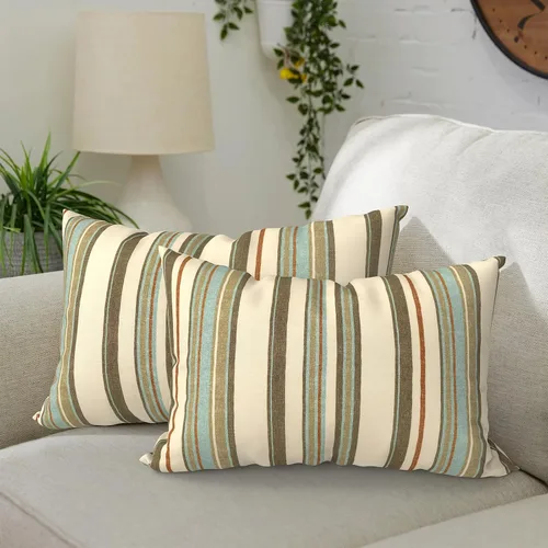 Vista 23 de DYTXIII Paquete de 2 almohadas lumbares impermeables para exteriores con rellenos, 12 x 20 pulgadas, almohada decorativa rectangular para patio