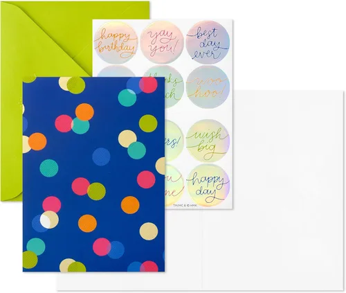 Vista 5 de Tarjetas de nota personalizables con confeti de Hallmark con pegatinas (12 tarjetas en blanco con sobres) para cumpleaños, agradecimiento