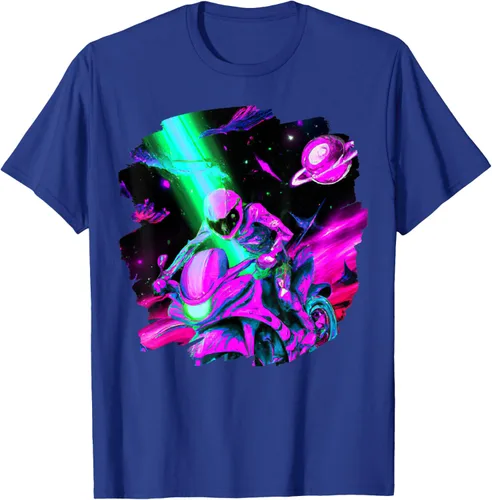 Vista 20 de Camiseta de motociclista espacial para motociclista astronauta, Negro, S