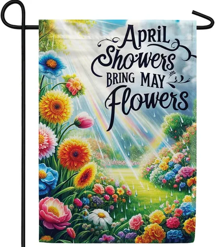 Vista 23 de A Little Rain Gnome Umbrella Garden Flag 12.5" x 18" Double Sided