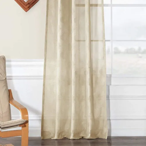 Vista 3 de HPD Half Price Drapes Cortinas transparentes de lino estampado para sala de estar 50 X 84 (1 panel), SHCH-11701-84, Calais Tile
