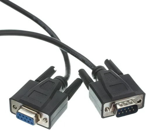 Vista 3 de CableWholesale Cable de extensión serie de 1 pie, DB9 macho a hembra, 28 AWG, conductor RS232 9, 1:1, beige, extensor serie macho a hembra