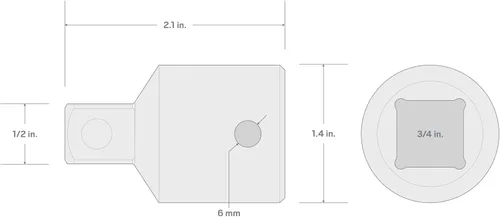 Vista 5 de TEKTON SHA33102 - Reductor de accionamiento de 3/4 pulgadas (F) a 1/2 pulgada (M)
