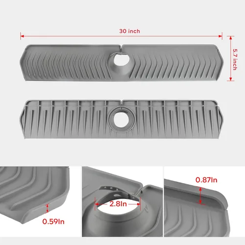 Vista 2 de Alfombrilla de silicona mejorada de 30 x 5.7 pulgadas para cocina y baño: alfombrilla para grifo de fregadero, almohadilla de drenaje de fregadero