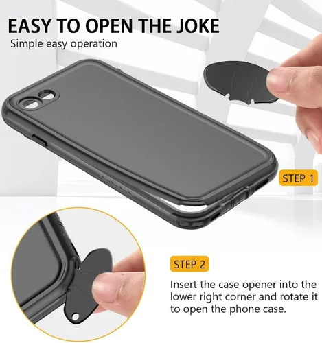 Vista 6 de Funda impermeable para iPhone SE, protector de pantalla integrado totalmente sellado, a prueba de golpes, a prueba de nieve, funda protectora