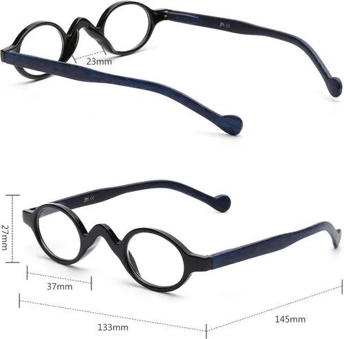 Vista 8 de JM Gafas de lectura con bisagra de resorte, 4 pares redondos y 3 pares de estilo ovalado +2.0