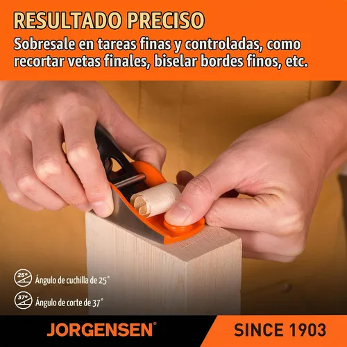 Vista 4 de JORGENSEN Cepillo de madera de 5-1/4 pulgadas, cepillo manual para carpintería, cepillo de bloque de ángulo bajo, cepillo manual pequeño