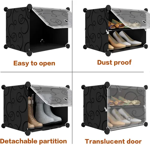 Vista 3 de KOUSI Organizador portátil para zapatos, 192 pares, estante de torre, soporte de gabinete de almacenamiento expandible para tacones, botas