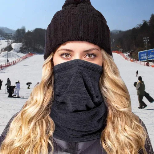 Vista 5 de Cuello térmico para inviernocuello polaina cara bufandacubrebocas para invierno, máscara de esquí - Pasamontañas para clima frio.