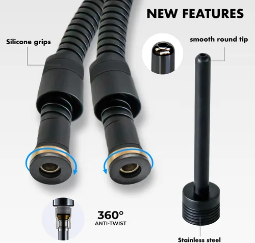Vista 4 de Kit de enema negro para limpieza de colon - Accesorio de ducha de enema de acero inoxidable - Kit de ducha anal para limpieza de colon - Kit