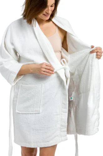 Vista 5 de Fishers Finery - Albornoz para mujer, diseño de kimono, bolsillos delanteros
