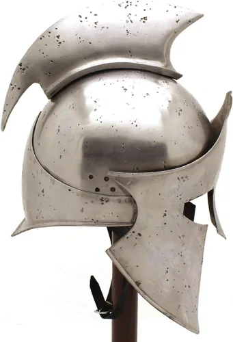 Vista 4 de Medieval Warrior Casco espartano griego de acero 18G con forro de cuero