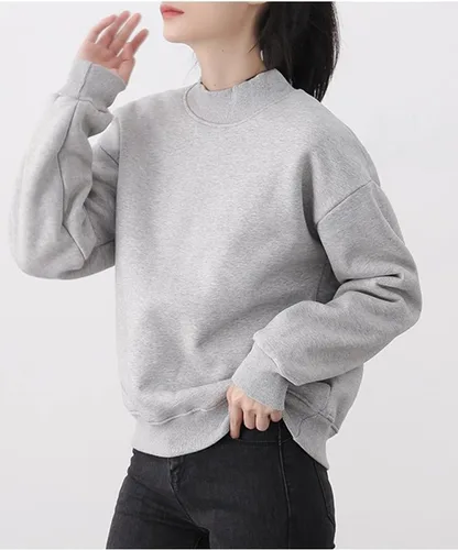 Vista 4 de Jenkoon Sudadera con forro polar de sherpa para mujer, cálida, suave y con cuello alto falso