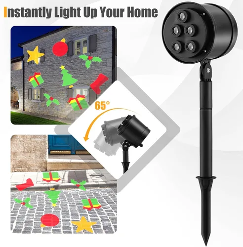 Vista 3 de S AFSTAR Proyector de luz de Navidad, iluminación LED decorativa impermeable al aire libre con patrón de regalo de Navidad, luz de proyecto