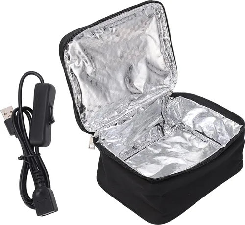 Vista 4 de Cyrank Microondas portátil para viajes, calentador de alimentos alimentado por USB, lonchera eléctrica calentada para comidas, mini horno portátil