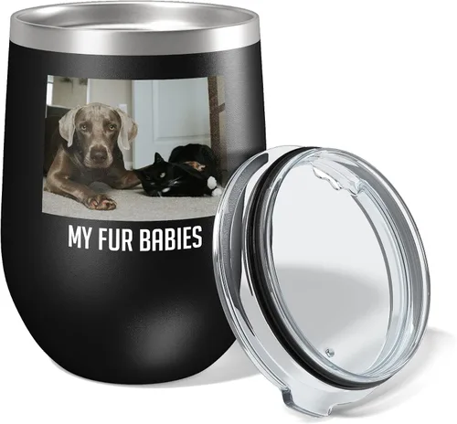 Vista 3 de Vaso de vino personalizado de 12 onzas (17 colores) para el Día de la Madre, con aislamiento térmico y recubrimiento en polvo, de acero inoxidable