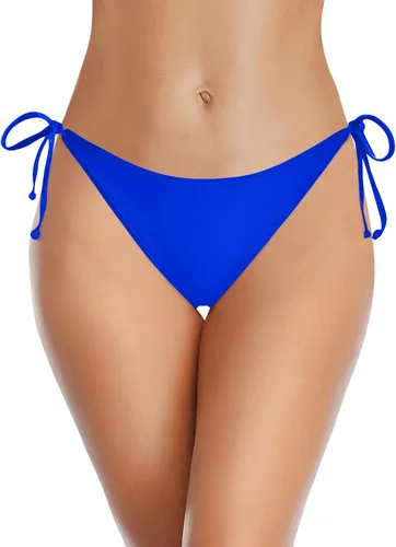 Vista 9 de Traje de baño de cintura baja con cobertura moderada para mujer Azul (Leaves)