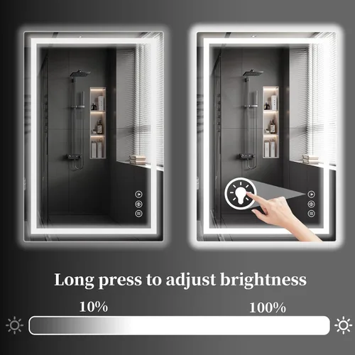 Vista 5 de Koonmi Espejo de baño LED 38x26 con luz, antivaho y 3