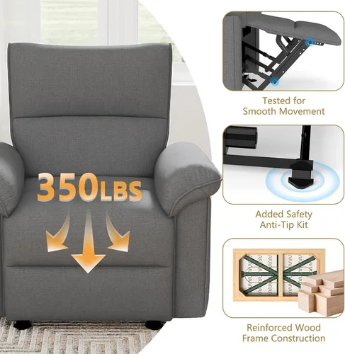 Vista 7 de cinkehome Reclinadores eléctricos de pared Hugger para espacios pequeños, reclinables eléctricos para caravanas con USB, moderna silla reclinable
